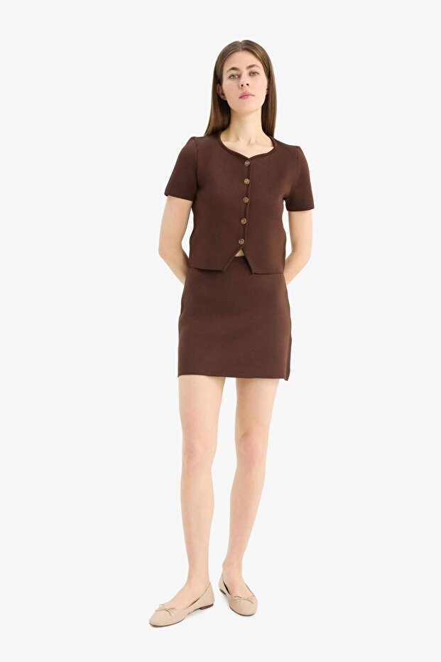 Basic Düz Yumuşak Dokulu Mini Etek E8417AX25SP - 3