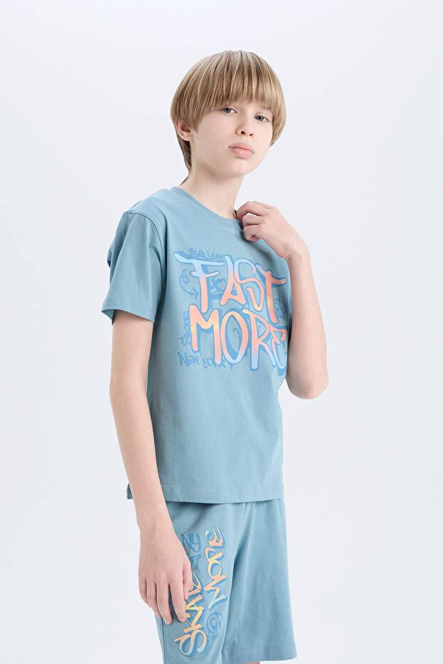 Erkek Çocuk Pijama Takımı Baskılı Kısa Kollu Üst Şort E0157A825SM - 3
