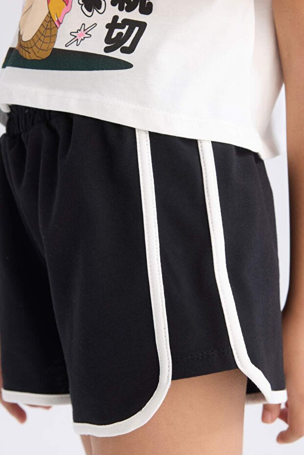 Kız Çocuk 2'li Takım Kısa Kollu Tişört Beli Lastikli Şort E3817A825SM - 6