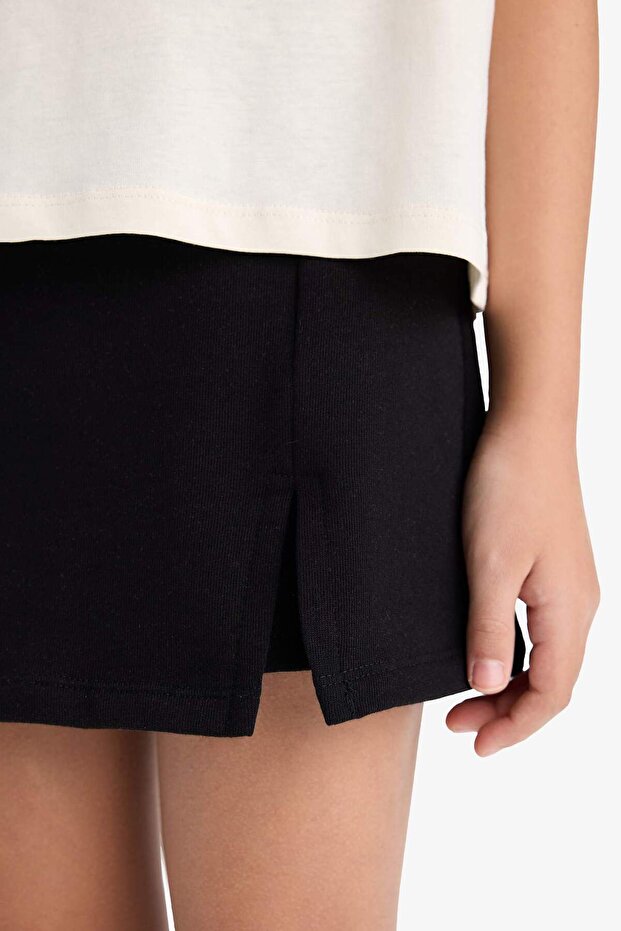 Kız Çocuk 2'li Takım Baskılı Kolsuz Tişört Şort Etek E1260A825SM - 6