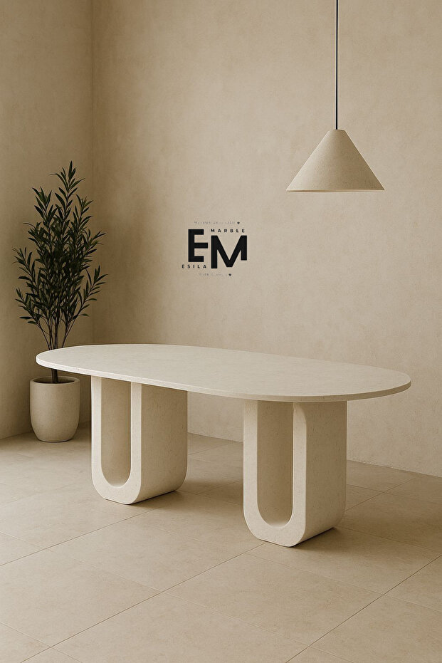 Mermer oval masa - 1
