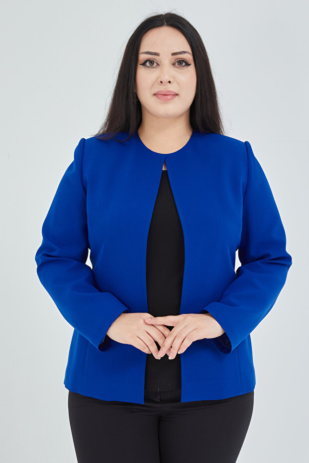سترة نسائية كبيرة الحجم بدون ياقة