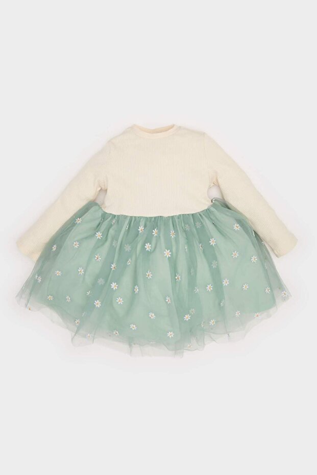Kız Bebek Çiçekli Uzun Kollu Tül Elbise D9327A525SP - 1