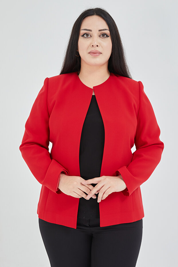 سترة نسائية كبيرة الحجم بدون ياقة