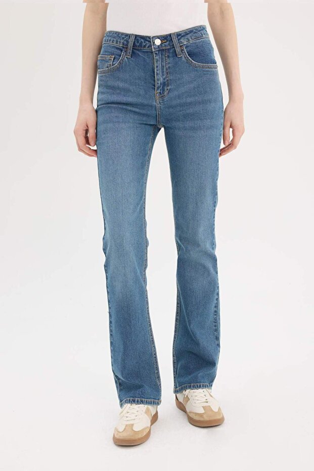 Yüksek Bel Geniş Paça Jean Pantolon D7972AX25SP - 4