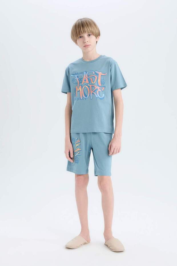 Erkek Çocuk Pijama Takımı Baskılı Kısa Kollu Üst Şort E0157A825SM - 1