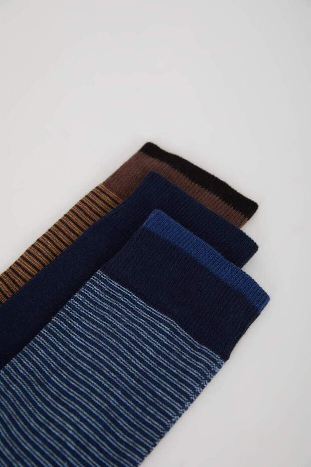 Erkek 3lü Pamuklu Uzun Çorap F0935AXNS - 5