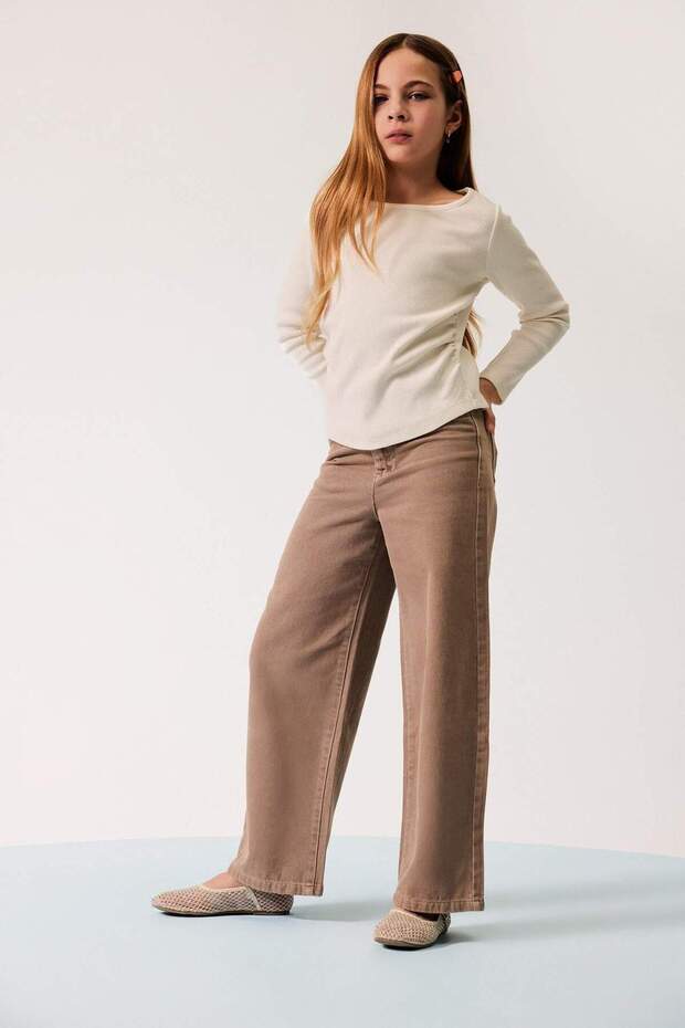 100% Cotton Wide Leg Wide Leg Pants for Girls D9131A825Sm