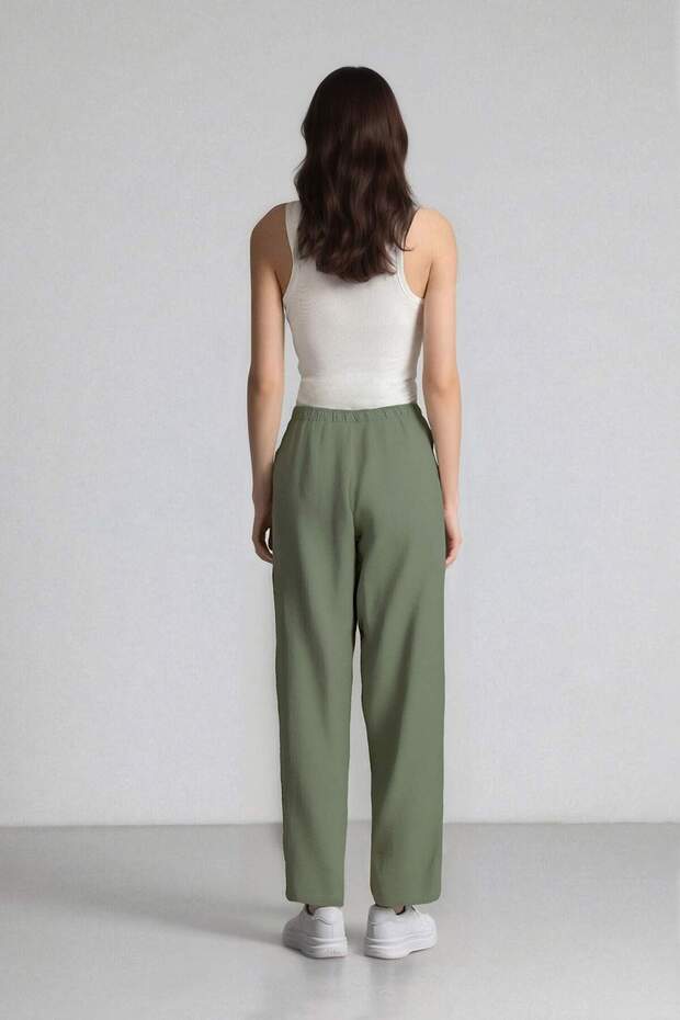 Straight Fit Çift Cepli Yüksek Bel Düz Paça Modal Kumaş Pantolon E5962AX25SP - 7