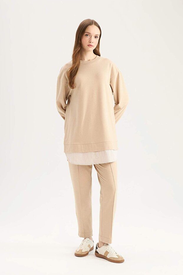 Harem Basic Plain Sweatshirt Fabric Trousers D9363Ax25Sp - 2