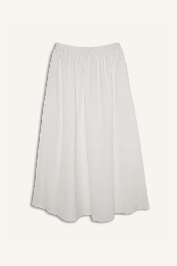 A Kesim Normal Bel Yarım Astar Poplin Midi Etek E8700AX25SP - 8