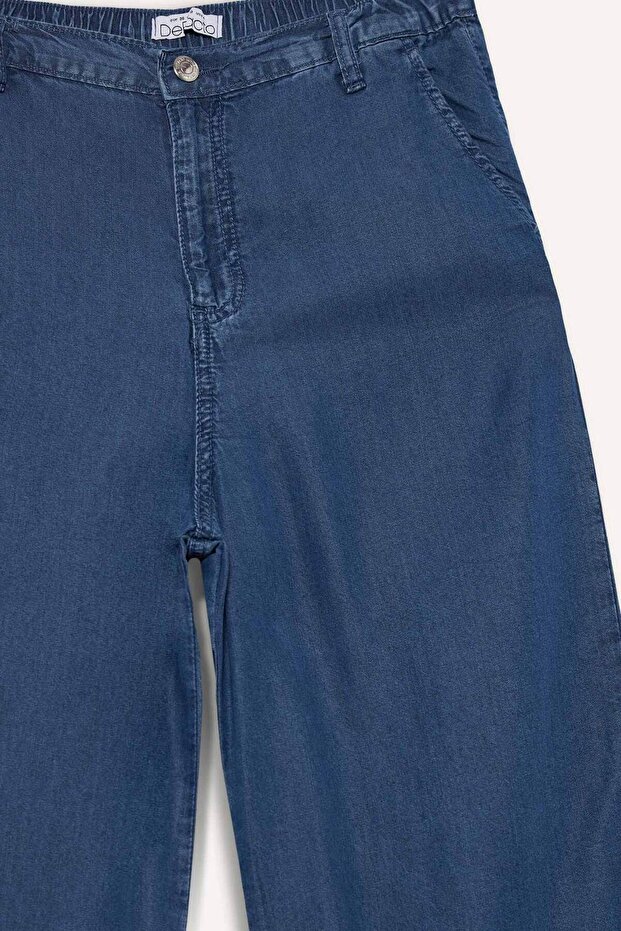 Pull On Wide Leg Yüksek Bel Uzun Yıkamalı Pantolon D8239AX25SM - 8