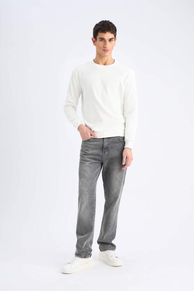 Regular Fit Bisiklet Yaka Dokulu Jakarlı Sweatshirt D7549AX25SP - 2