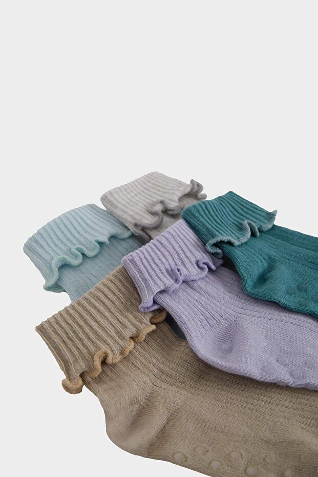 Kız Bebek Fırfırlı 5'li Pamuklu Uzun Çorap E4653A5NS - 3