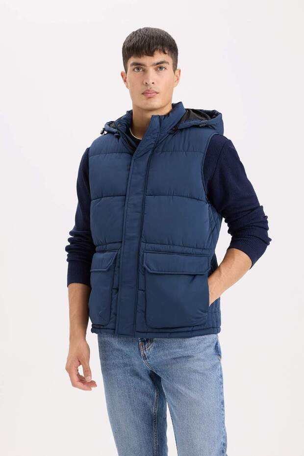 Regular Fit Kapüşonlu Fermuarlı Cepli Şişme Yelek D6285AX25SP - 3
