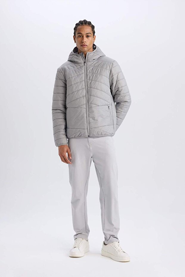 DeFactoFit Su Geçirmez Regular Fit Kapüşonlu Fermuarlı Dokuma Mont D6183AX25SP - 5