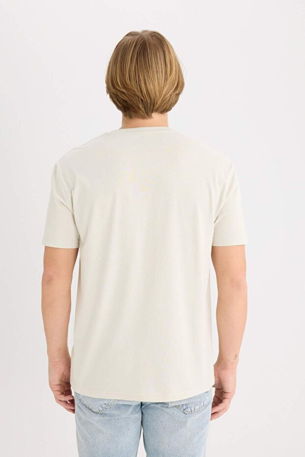 %100 Pamuk Regular Fit Bisiklet Yaka Baskılı Kısa Kollu Tişört D5577AX25SP - 5