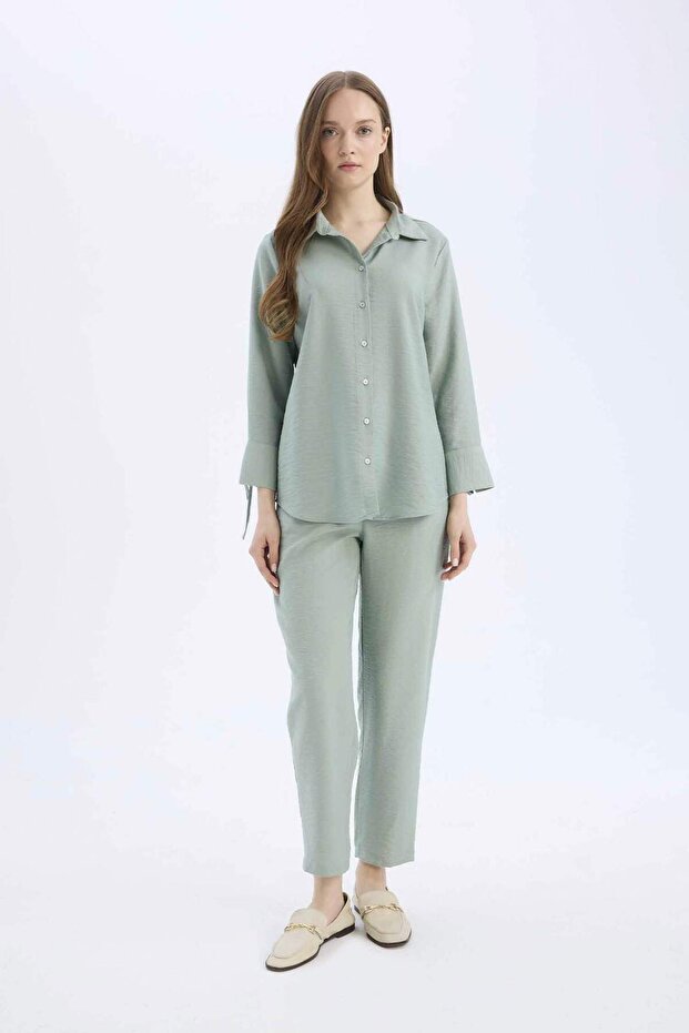 Regular Fit Basic Düz Uzun Kollu Gömlek C3819AX25SP - 2