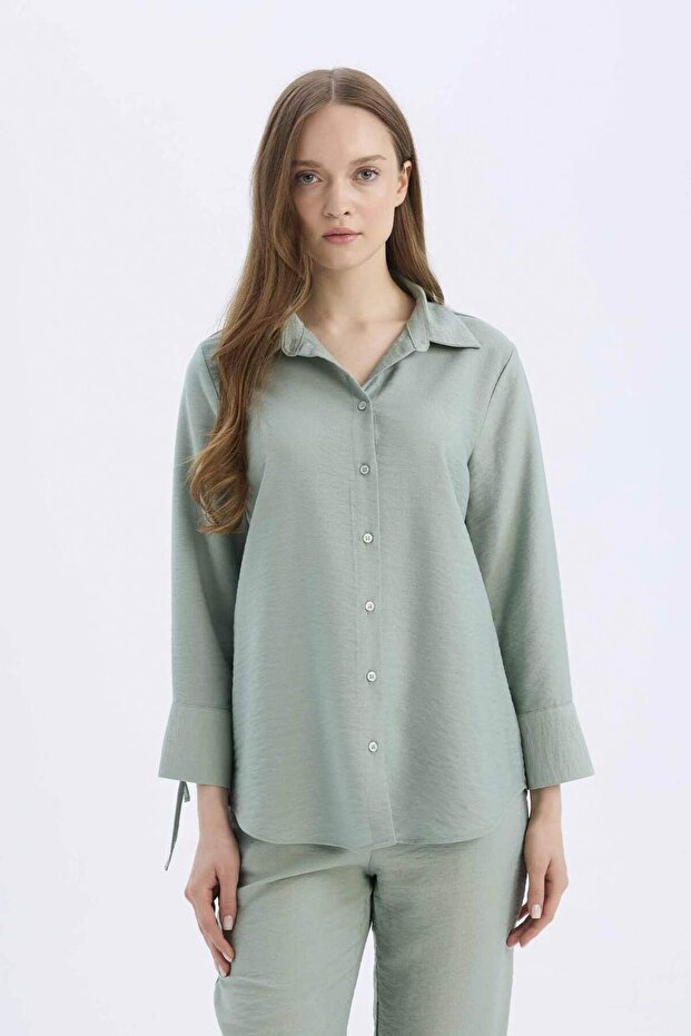 Regular Fit Basic Düz Uzun Kollu Gömlek C3819AX25SP - 3