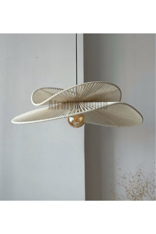 Hasır Sarkıt Avize 2 Şeritli avize / Bohem avize / Salon Modern Avize / Hasır Rattan Bambu Avize - 1