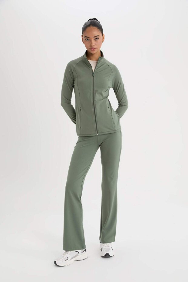 DeFactoFit Flare Fit Sporcu İnce Eşofman Altı İspanyol Paça Standart Boy Basic Düz B3988AX25SP - 1