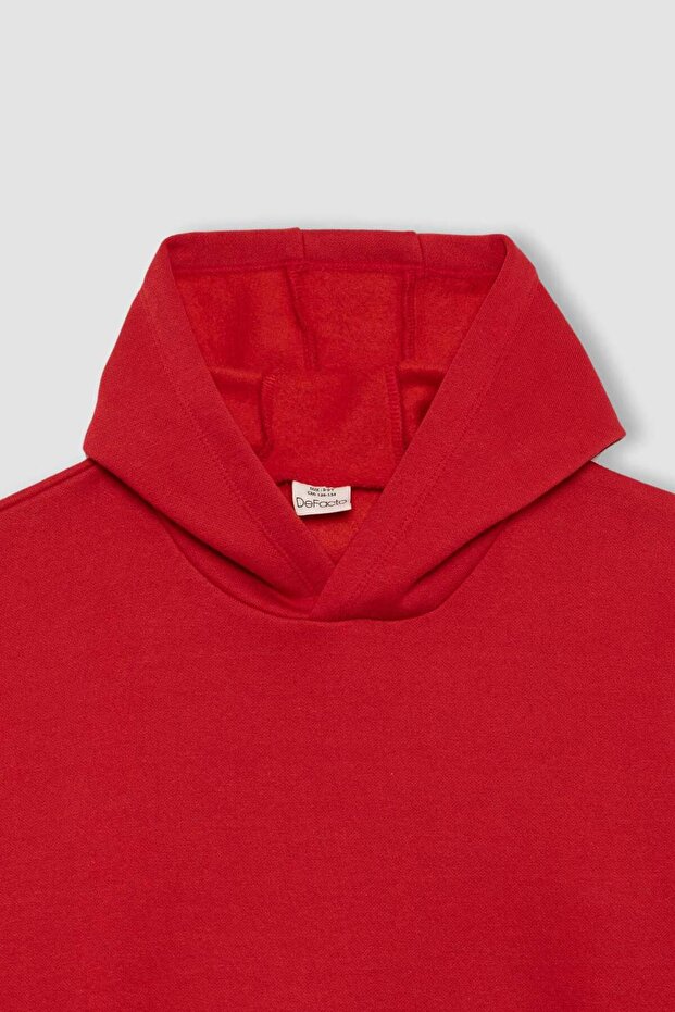 Erkek Çocuk Basic Düz Kapüşonlu Sweatshirt B7773A8NS - 8