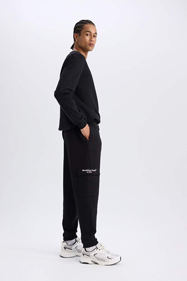 DeFactoFit NBA Brooklyn Nets Jogger Eşofman Altı Standart Fit Cepli Skuba Dalgıç Kumaş Beli Bağcıklı - 2