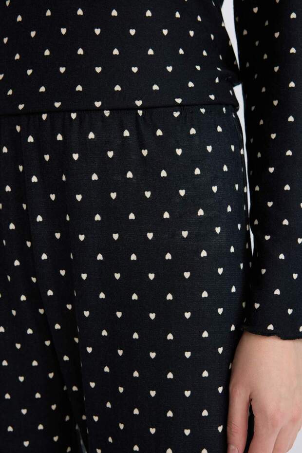 Pijama Takımı Softshell Uzun Kollu Üst Esnek Belli Uzun Alt-Fall in Love D8453AX25SP - 6