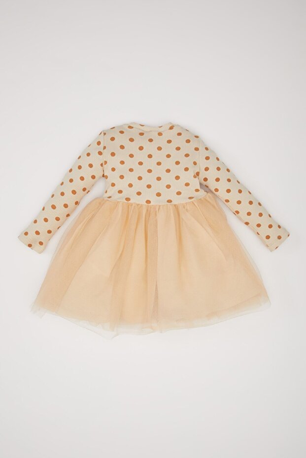 Kız Bebek Çiçekli Uzun Kollu Tül Elbise D9573A525SP - 4