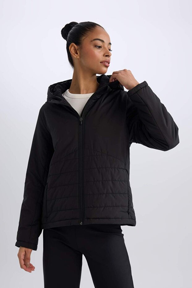 DeFactoFit Su İtici Regular Fit Kapüşonlu Fermuarlı Mont D6085AX25SP - 5
