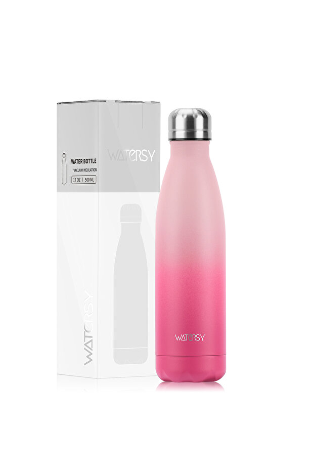 500ml gradient pink Stainless Steel Water Bottle Insulated Vacuum Flask Double Wall Thermal Cu