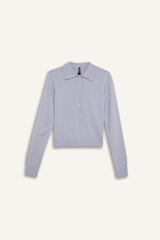 Regular Fit Polo Yaka Basic Düz Triko Kazak D6259AX25SP - 7