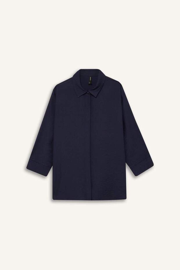 Regular Fit Basic Düz Yarım Kollu Gömlek E4987AX25SP - 6