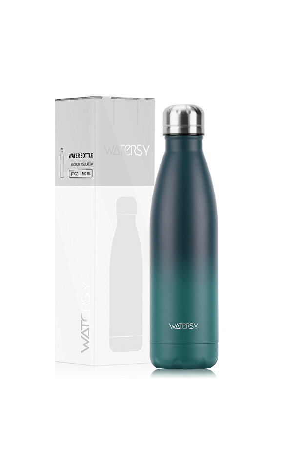500ml gradient blue Stainless Steel Water Bottle Insulated Vacuum Flask Double Wall Thermal Cu