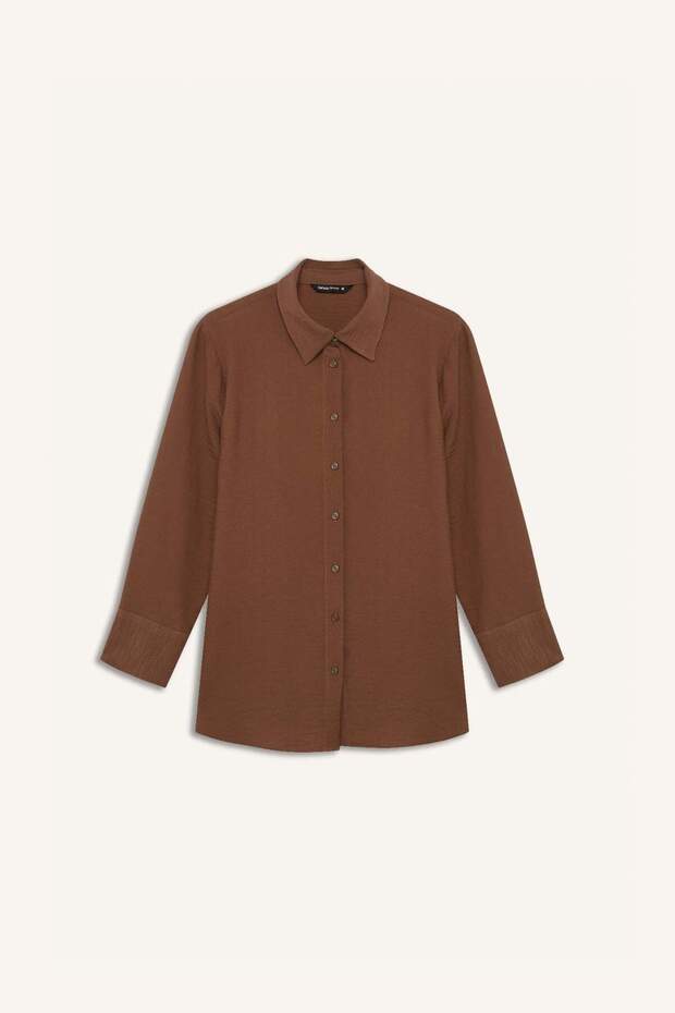 Regular Fit Basic Düz Uzun Kollu Gömlek C3819AX25SP - 7