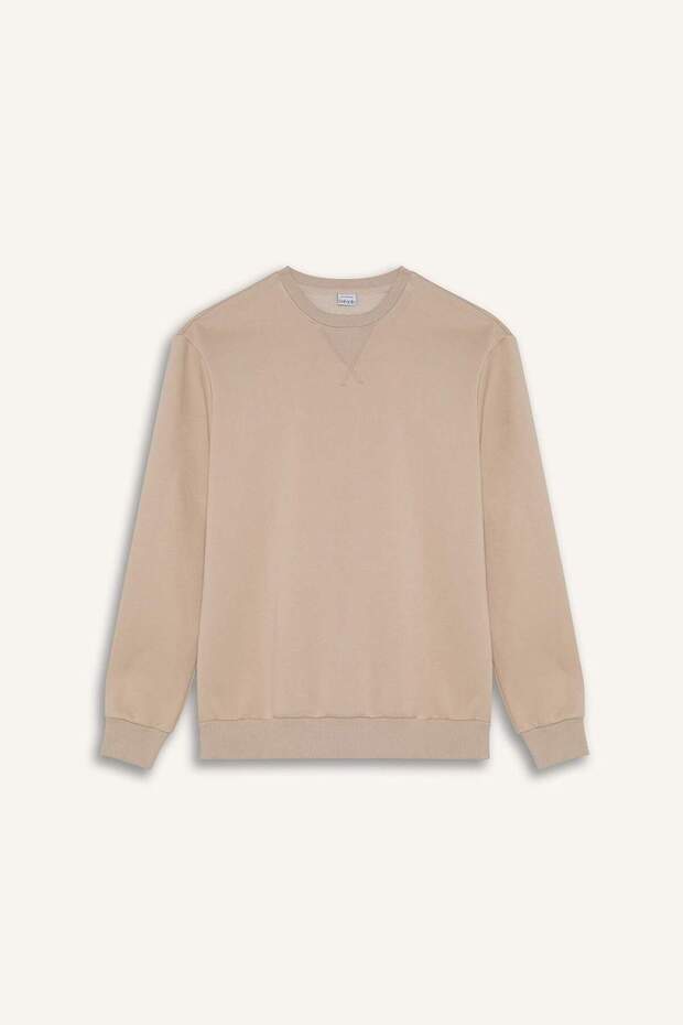 Regular Fit Bisiklet Yaka Kalın Basic Düz Sweatshirt T3777AZ25SP - 7