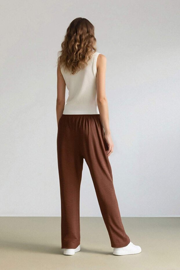 Jogger Pantolon Keten Görünümlü Cepli Yüksek Bel Düz Paça R0433AZ25SP - 7