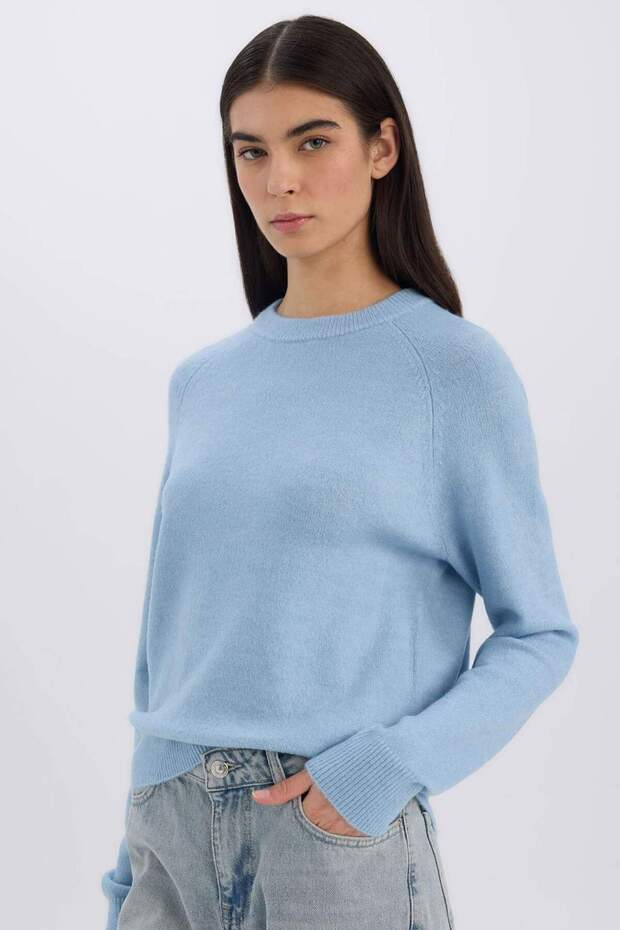 Regular Fit Bisiklet Yaka Basic Düz Soft Touch Yumuşak Triko Kazak D8678AX25SP - 1