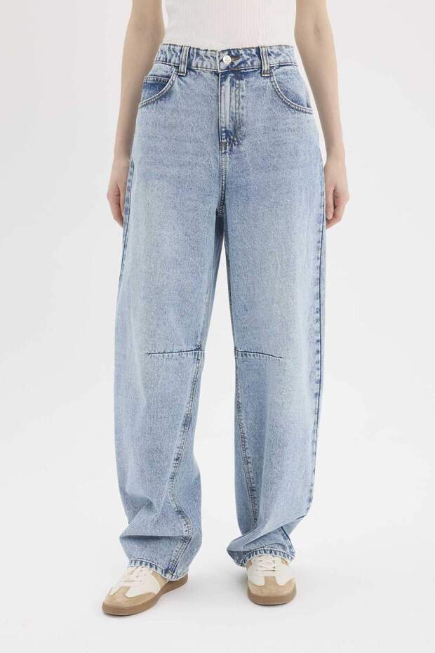 Baggy Fit Yüksek Bel Düz Paça Uzun Jean Pantolon D7964AX25SP - 5