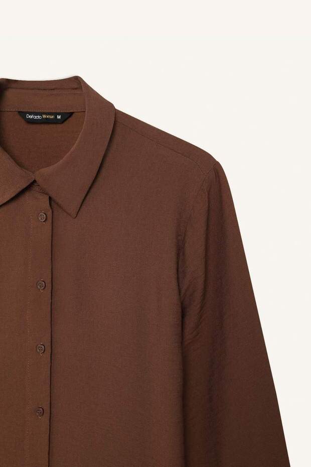 Regular Fit Basic Düz Uzun Kollu Gömlek C3819AX25SP - 8