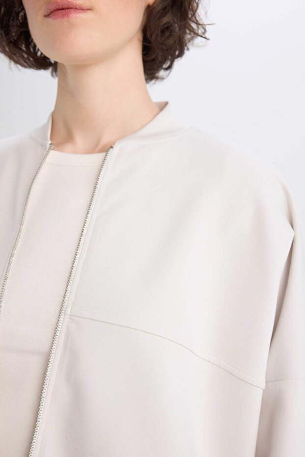 Relax Fit Hakim Yaka Basic Düz Fermuarlı Soft Touch Sweatshirt E5817AX25SP - 5