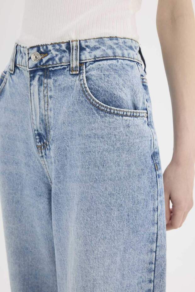 Baggy Fit Yüksek Bel Düz Paça Uzun Jean Pantolon D7964AX25SP - 6
