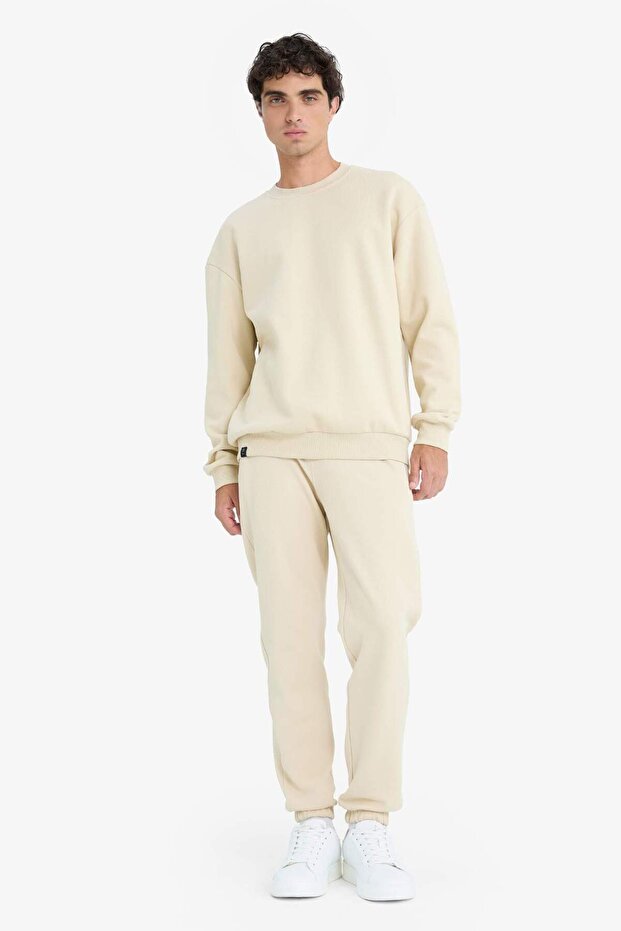 Boxy Fit Bisiklet Yaka Basic Düz Pike Sweatshirt E1519AX25SP - 2