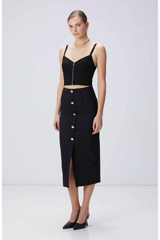 Siyah Midi Etek - 1
