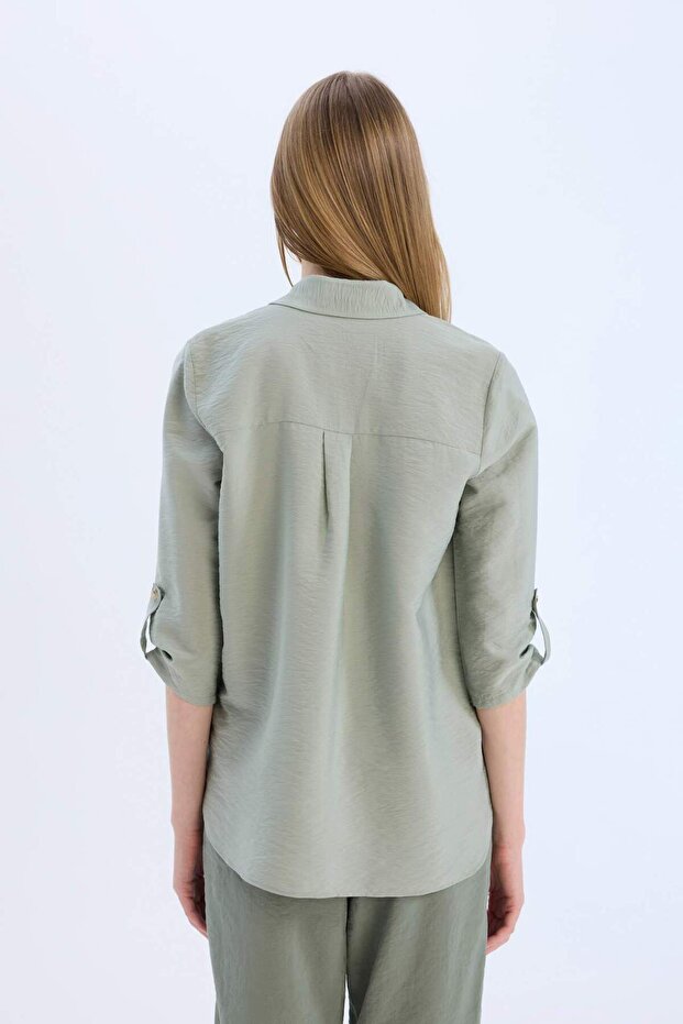 Regular Fit Basic Düz Uzun Kollu Gömlek M9407AZ25SP - 6