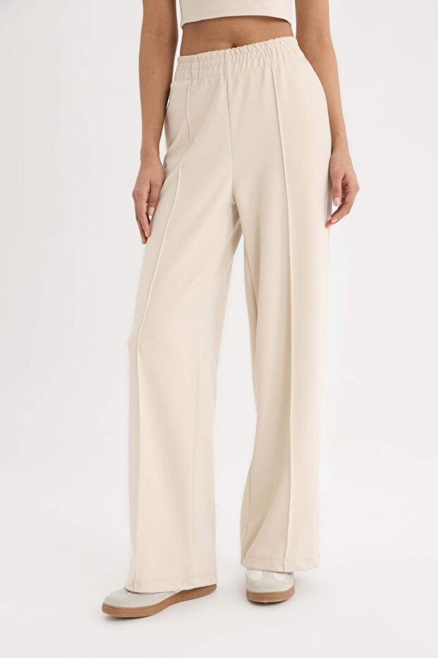 DeFactoFit Wide Leg Geniş Paça Çift Cepli Skuba Dalgıç Kumaş Sporcu Eşofman Altı D8316AX25SP - 4