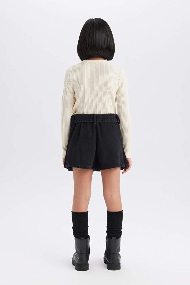 Kız Çocuk Kemerli Jean Şort Etek D7680A825SP - 7