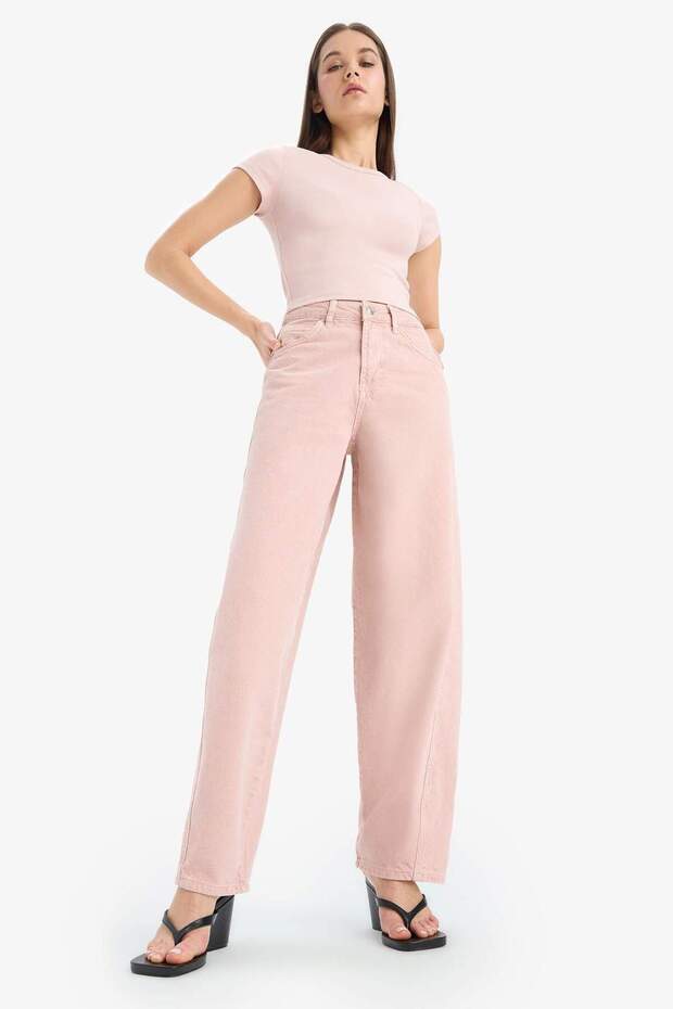 Coool Baggy Fit Washed Regular Waist Gabardine Trousers E4307Ax25Sp