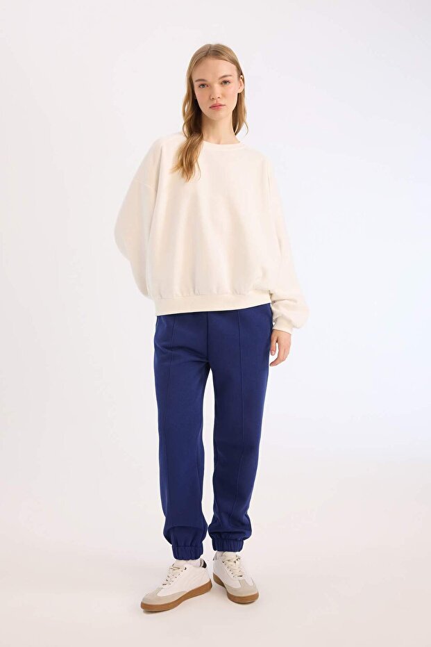Thick Jogger Sweatpants - with Straight Pockets and Elastic Waist E6300Ax24Wn - 2