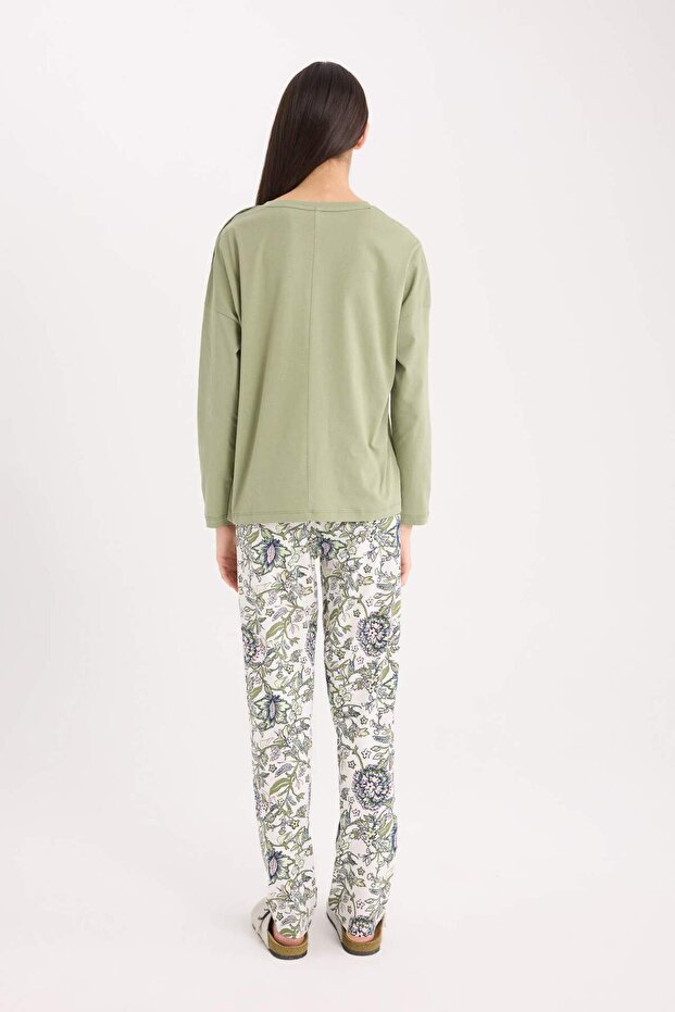Fall in Love Pijama Takımı Regular Fit Uzun Kollu Baskılı Üst Desenli Uzun Alt E2893AX24AU - 6